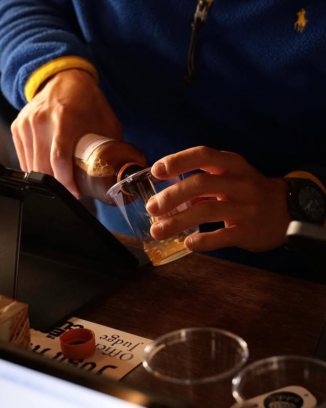 Pouring a fresh homebrew